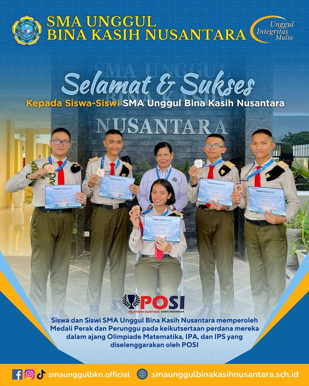 Keikutsertaan Perdana Siswa/i BKN Meraih Medali Perak dan Perunggu di Olimpiade POSI