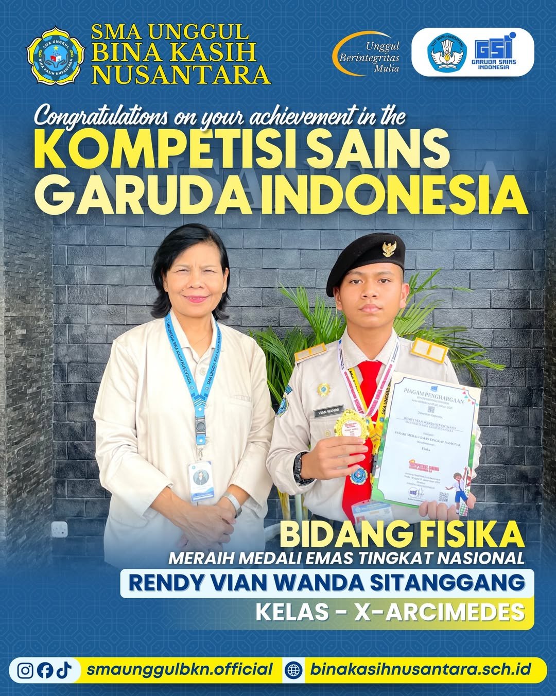 Prestasi Emas Nasional Kompetisi Sains Garuda Indonesia Bidang Fisika