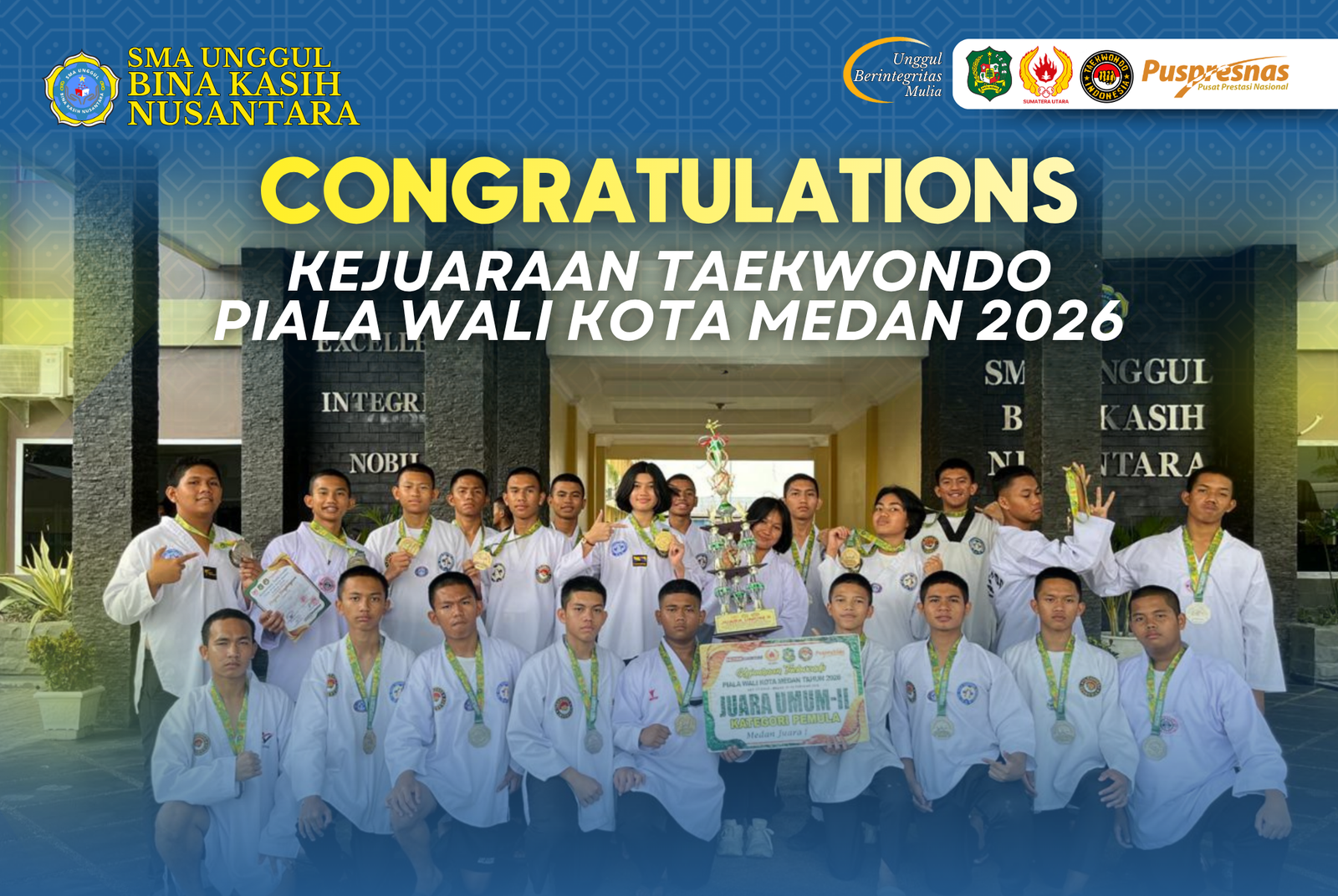 Siswa/i Peraih Medali Emas dan Perak dalam Kejuaraan Taekwondo Piala Wali Kota Medan 2026