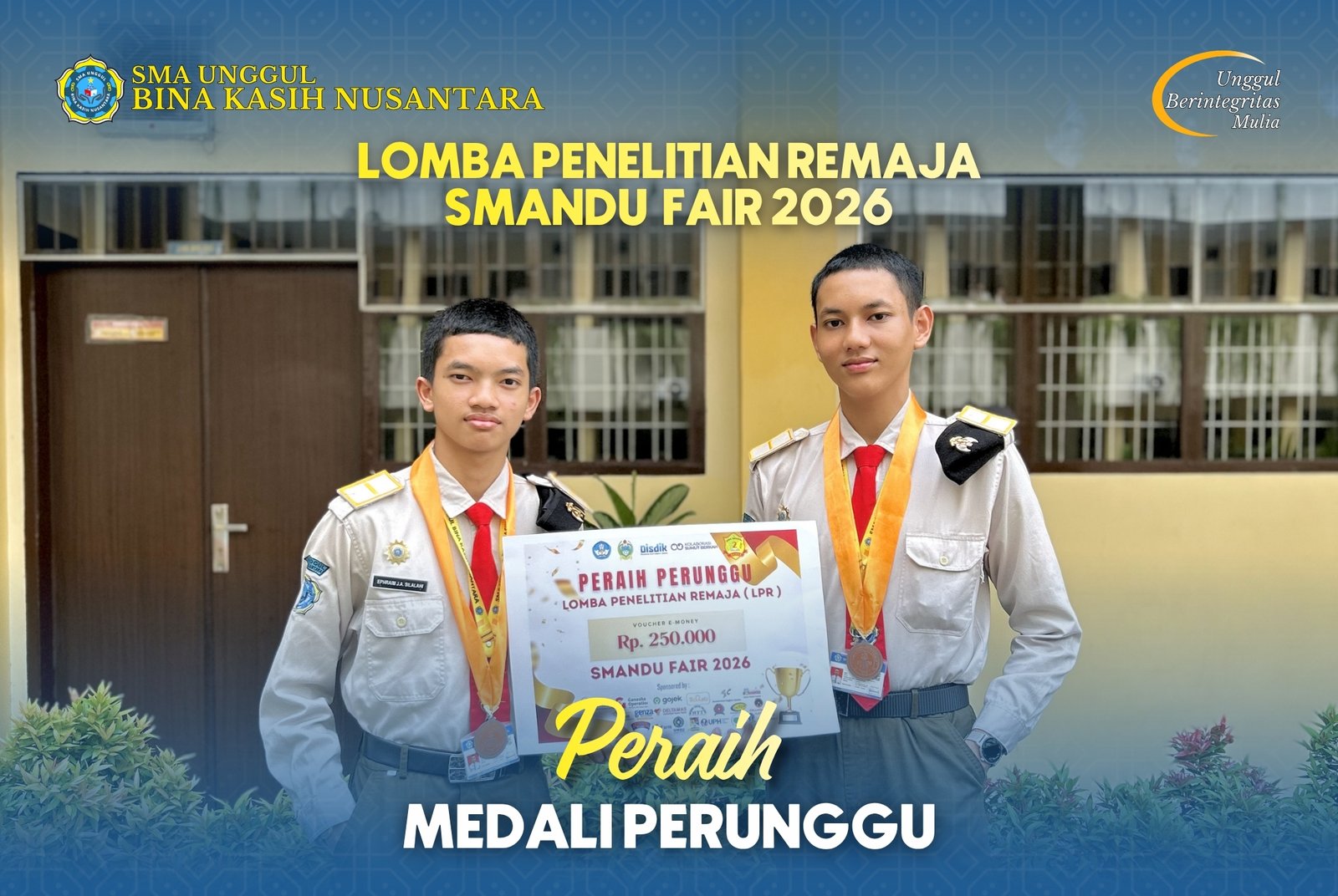Siswa/i SMAU BKN meraih Medali Perunggu pada Lomba Penelitian Remaja SMANDU FAIR 2026