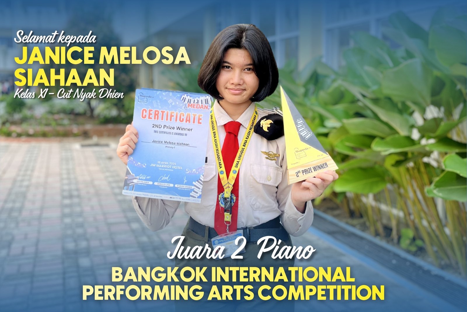 Selamat kepada Janice  Siahaan atas prestasi gemilang yang sebagai 2nd Prize Winner Rhapsodie Indonesia Piano Competition 2026.