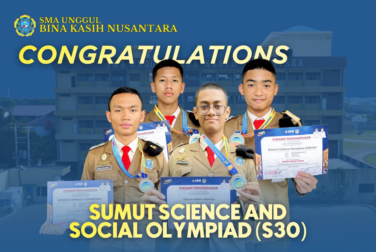 Prestasi Siswa SMAU BKN di Sumut Science and Social Olympiad (S30)