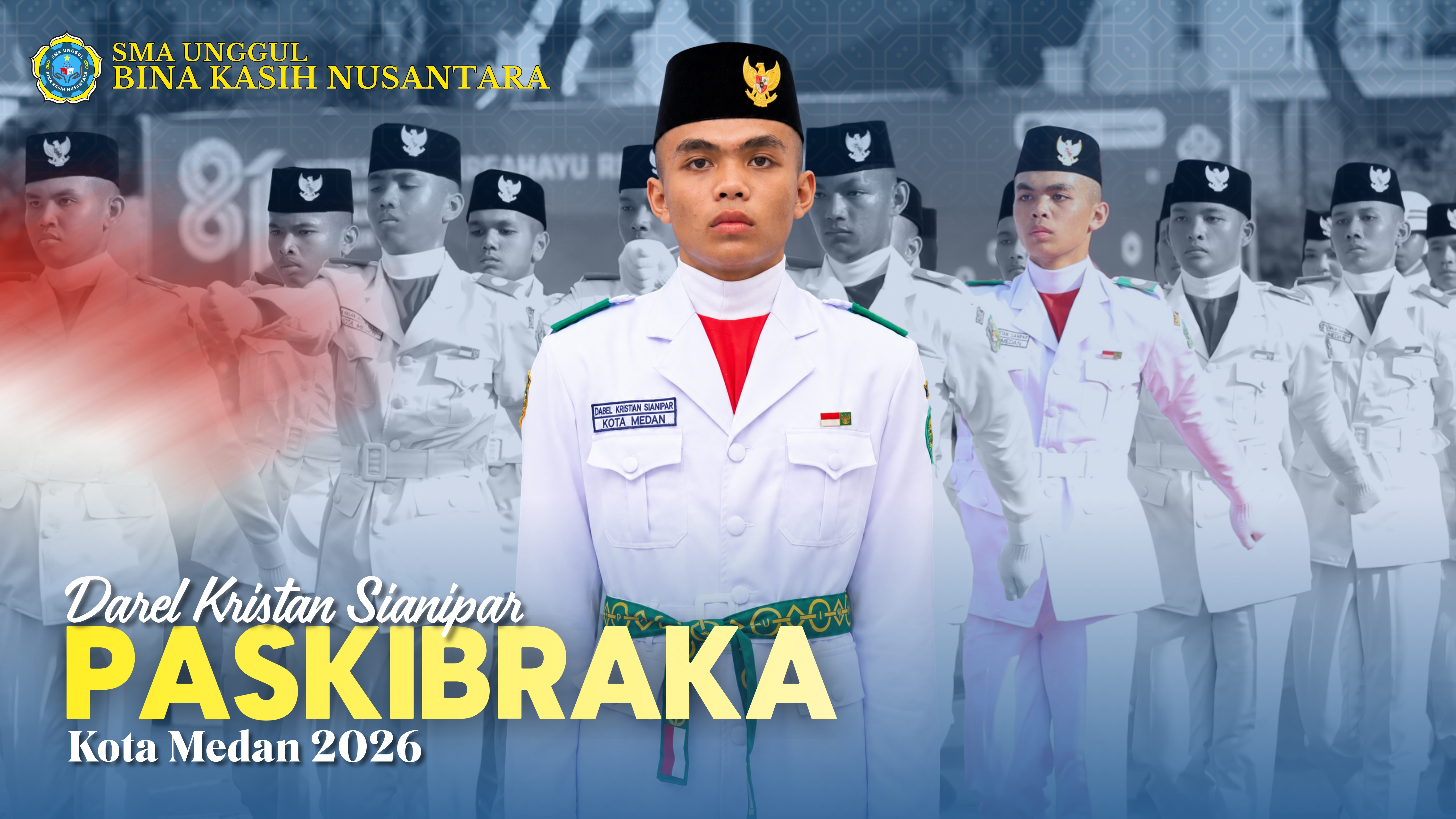 Darel Kristan yang mendapat kehormatan menjadi bagian dari Paskibraka Kota Medan